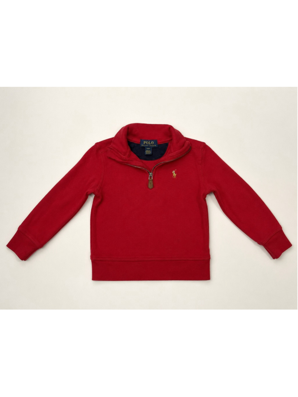 Polo Ralph Lauren Toddler 2T Red Quarter-Zip Pullover Sweatshirt Pony Logo 100%